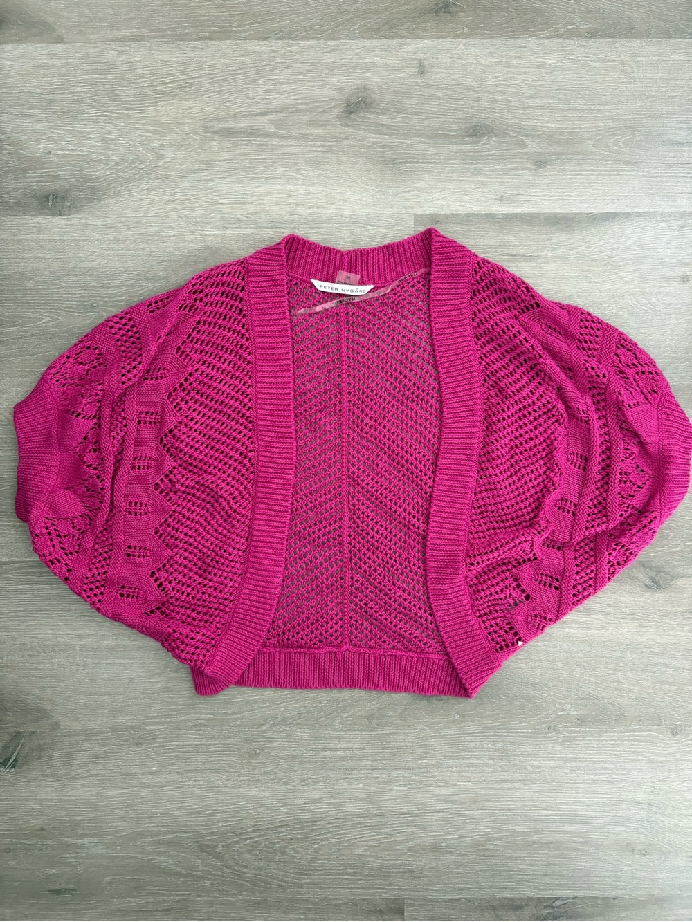 Peter Nygard Fuchsia Open-Weave Shrug Cardigan